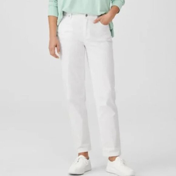 Eileen Fisher White Jeans Size 16 Organic Stretch Cotton Denim Tap Ankle NWT - Picture 1 of 6